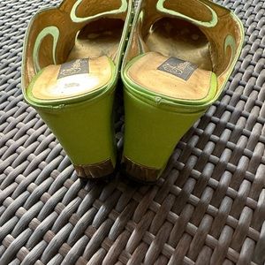 Lime green slip ons with gold studs size 8